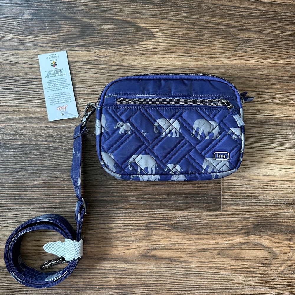 Lug Navy Quilted Crossbody Bag with Elephant Design New with Tags